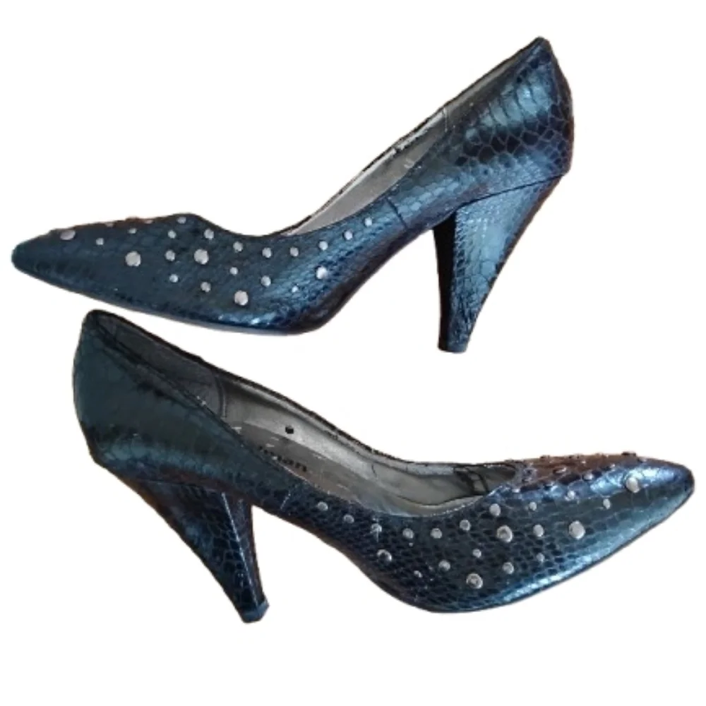 black studded heels pumps size 9 - Picture 4 of 6